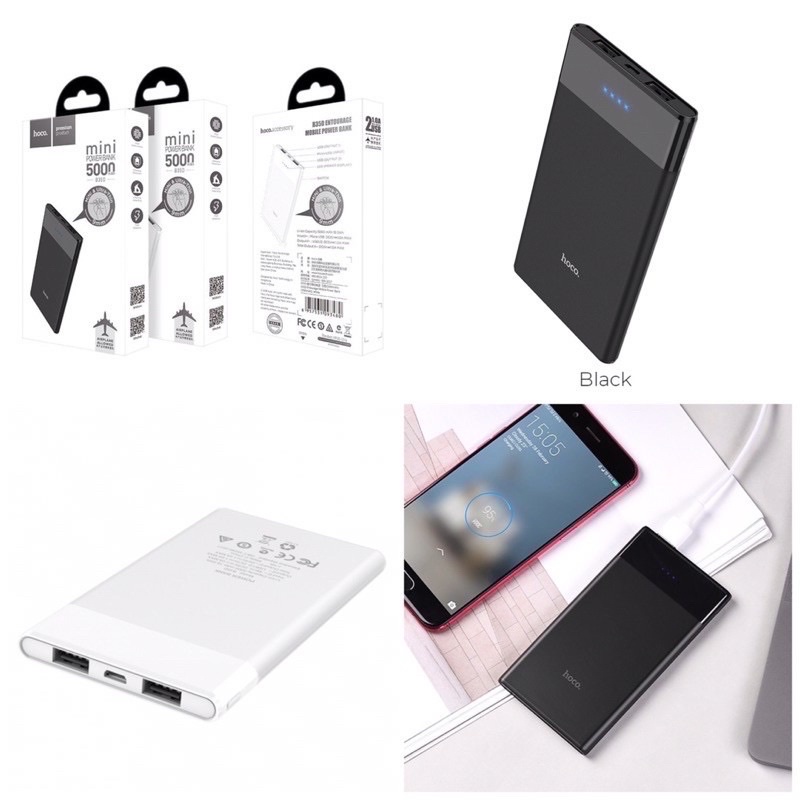 ✔FREESHIP✔PIN SẠC DỰ PHÒNG SIÊU MỎNG-NHỎ GỌN-HOCO B35D-5000MAH-2 CỔNG RA USB-ĐÈN BÁO/MÀN HÌNH LCD-CHÍNH HÃNG CHO IPHONE