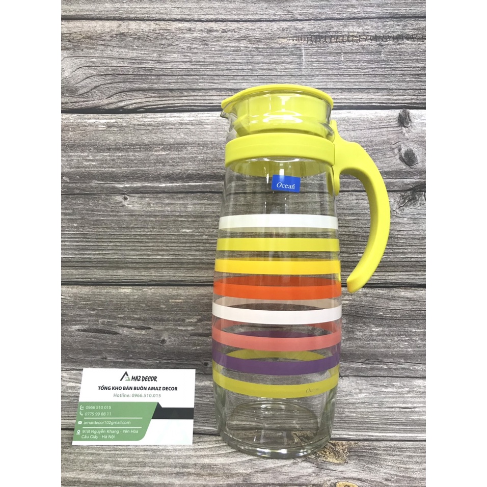 Bình nước thuỷ tinh Ocean 1,2L- 1,4L   in nhiều hình đẹp cao cấp