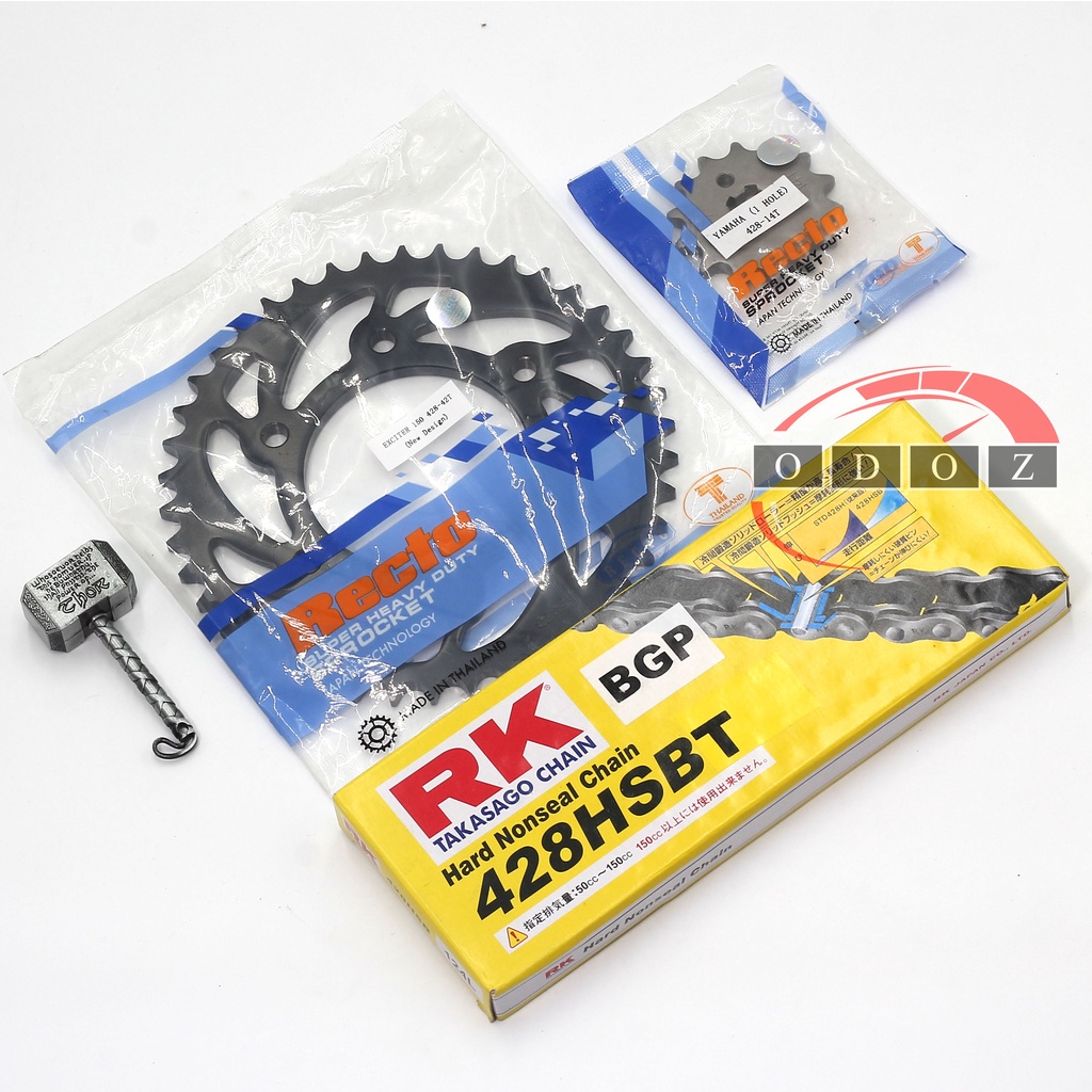 [NSD Ex150] - Nhông dĩa Recto và sên vàng đen RK 428HSBT dành cho Exciter 150.