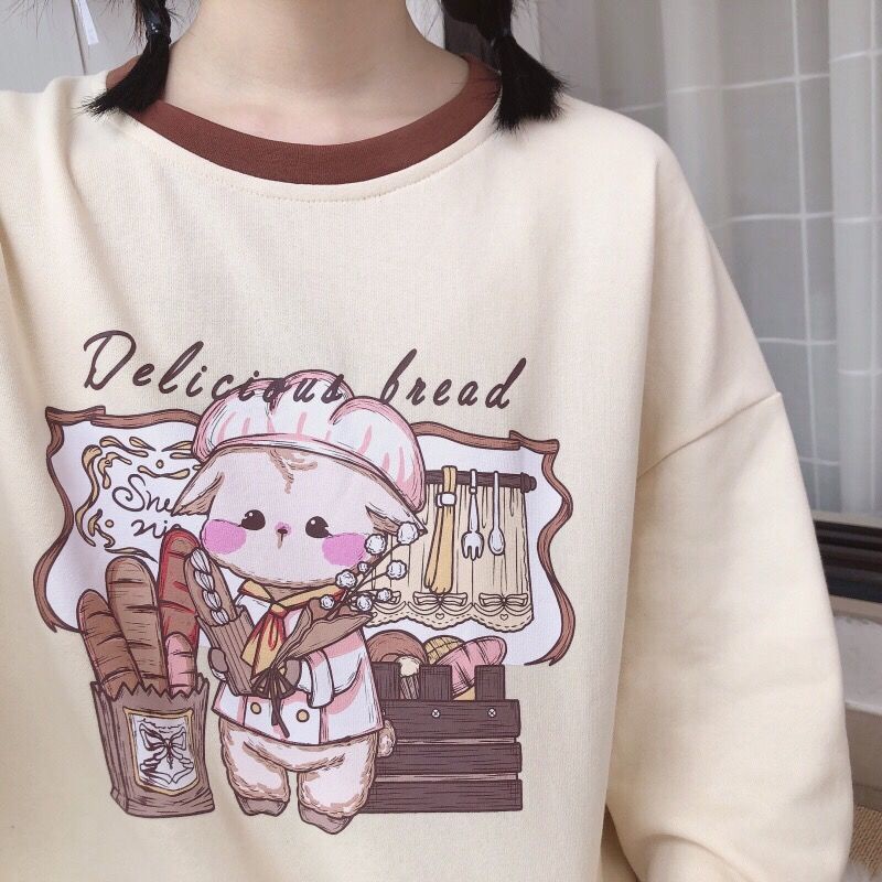 Áo khoác dài tay dáng rộng in hình cừu dễ thương thời trang mùa thu dành cho nữ | BigBuy360 - bigbuy360.vn