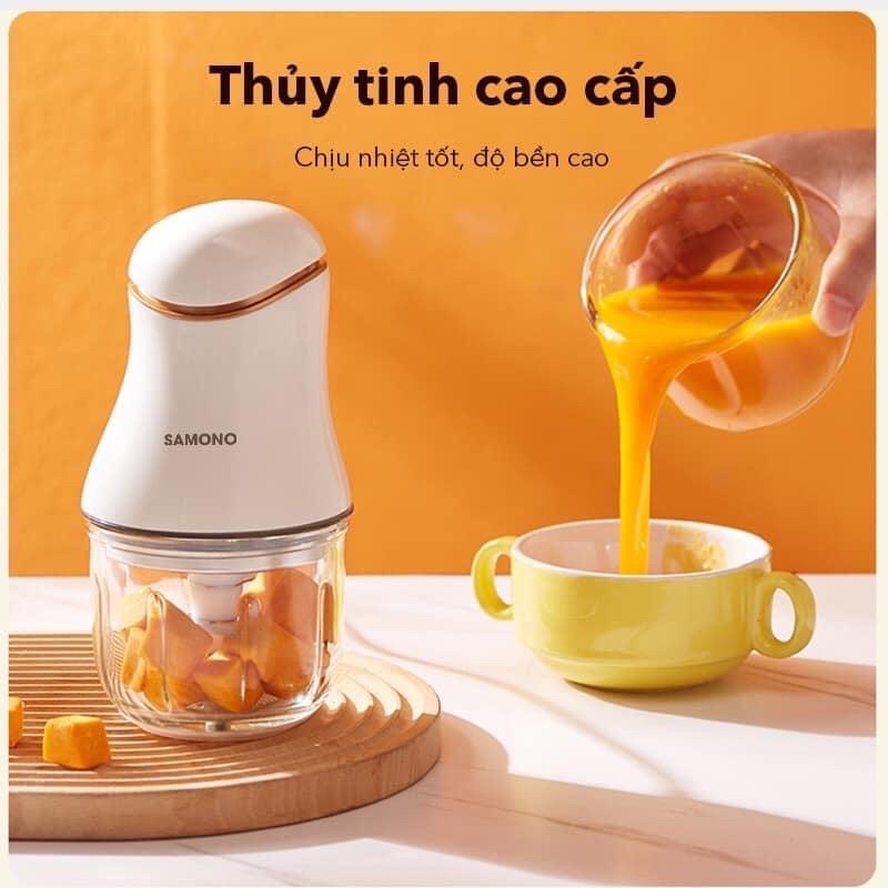 Máy xay ăn dặm cho bé đa năng thủy tinh Samono 0,3L xay hành tỏi tiện lợi bảo hành 12 tháng
