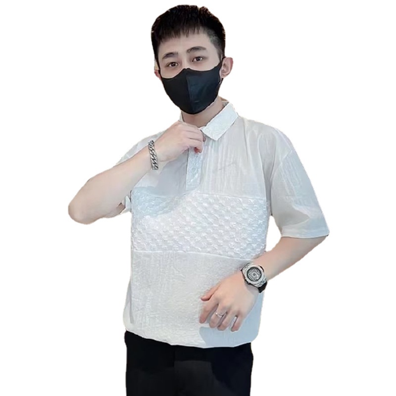 Áo Thun POLO Tay Ngắn Dáng Rộng Cài Nút Thoáng Khí Thoải Mái Phong Cách Hip Hop Đường Phố Hàn Quốc Cho Nam Cỡ M-3XL