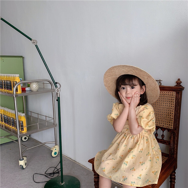 Bộ Áo Liền Quần Tay Phồng In Họa Tiết Cherry Hoạt Hình Dễ Thương Thời Trang Mùa Hè Cho Bé Gái 0-24 Tháng Tuổi