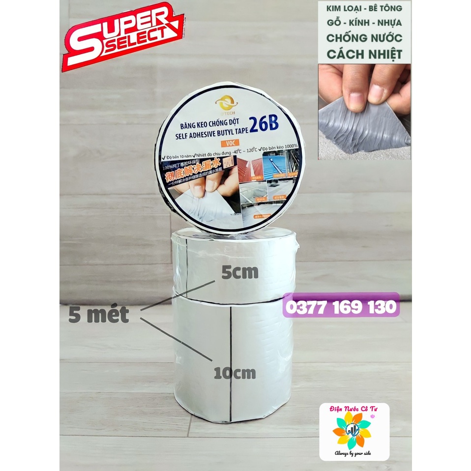 Băng keo chống dột chống thấm chịu nhiệt chịu dãn bền 10 năm Otech