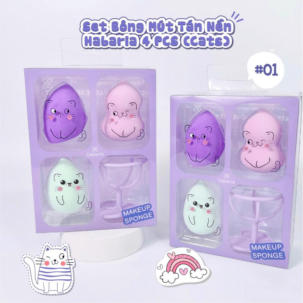 Sét mút tán nền Habaria 4 PCS siêu xinh, tiện lợi