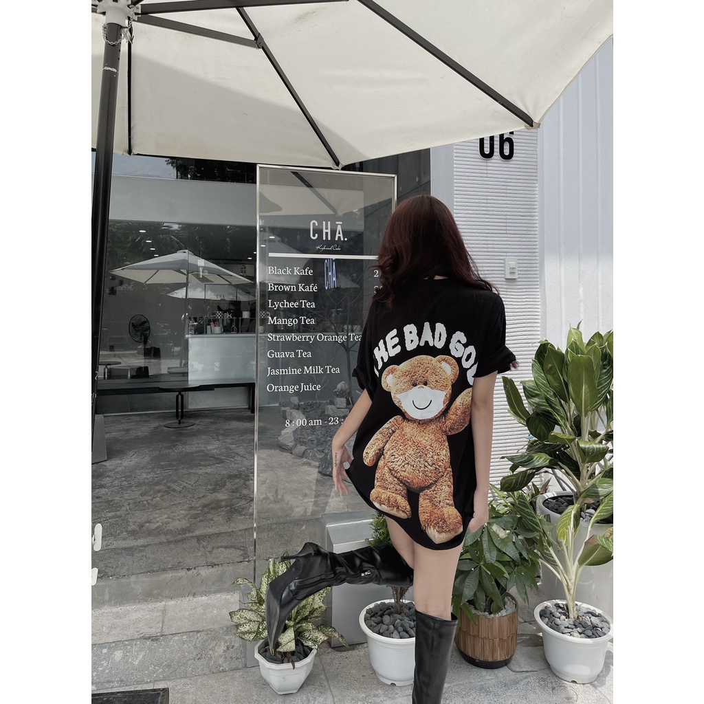 [RẺ VÔ ĐỊCH] Áo phông unisex  Gấu The Bad Good 3 màu basic form rộng tay lỡ dành cho nam nữ