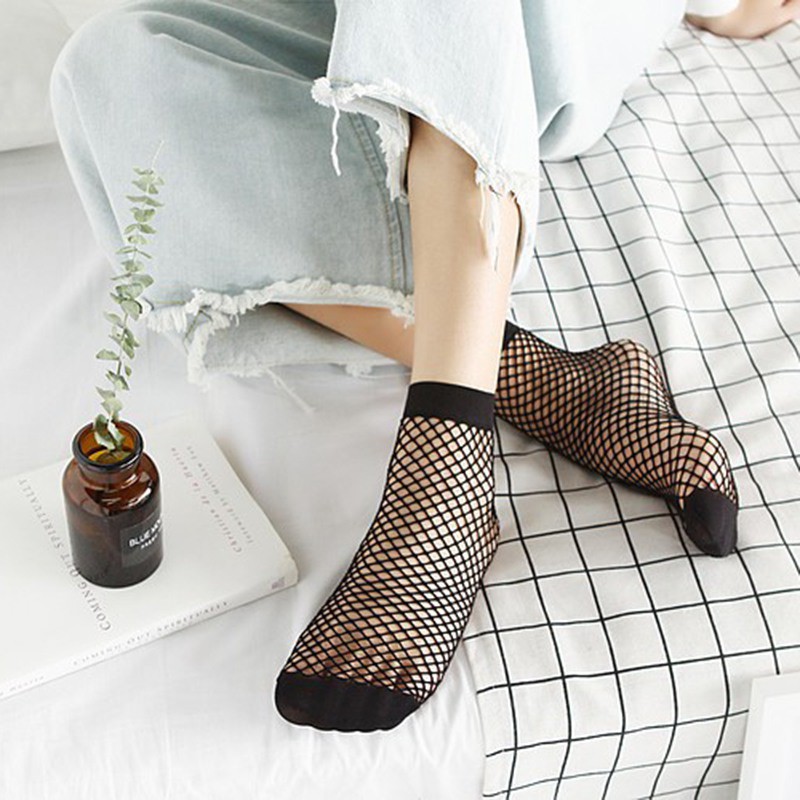Đôi tất lưới nylon màu trơn thời trang cho nữ