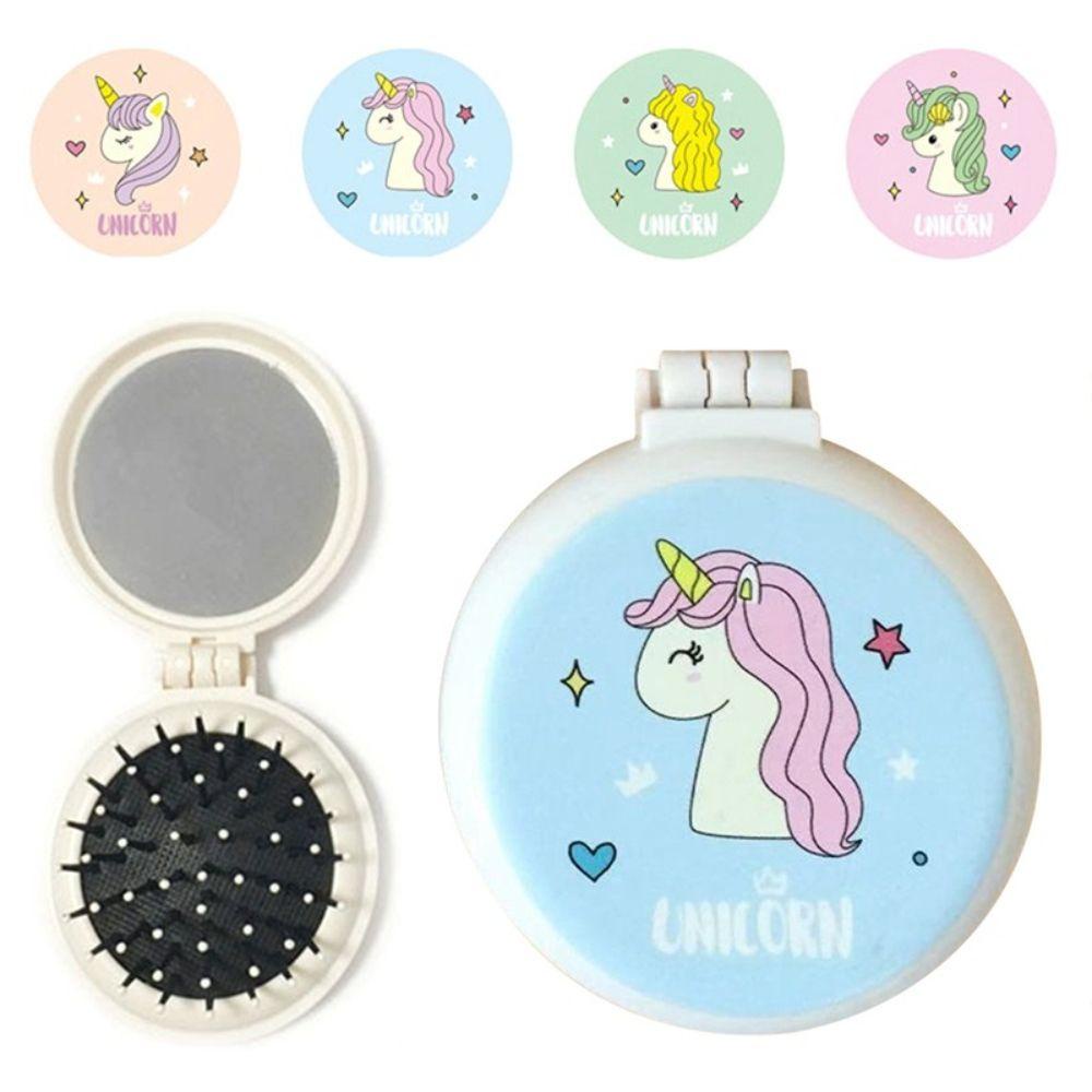 Lược Chải Tóc Kèm Gương Trang Điểm Hình Kỳ Lân Thiết Kế Nhỏ Gọn Tiện Dụng