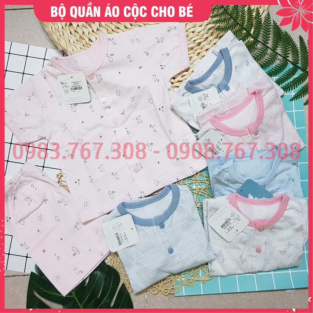 Bộ Quần Áo Cộc Tay Mio Mio Cho Bé Sơ Sinh, Chất Liệu 100% Cotton Mềm Mại Thoáng Mát