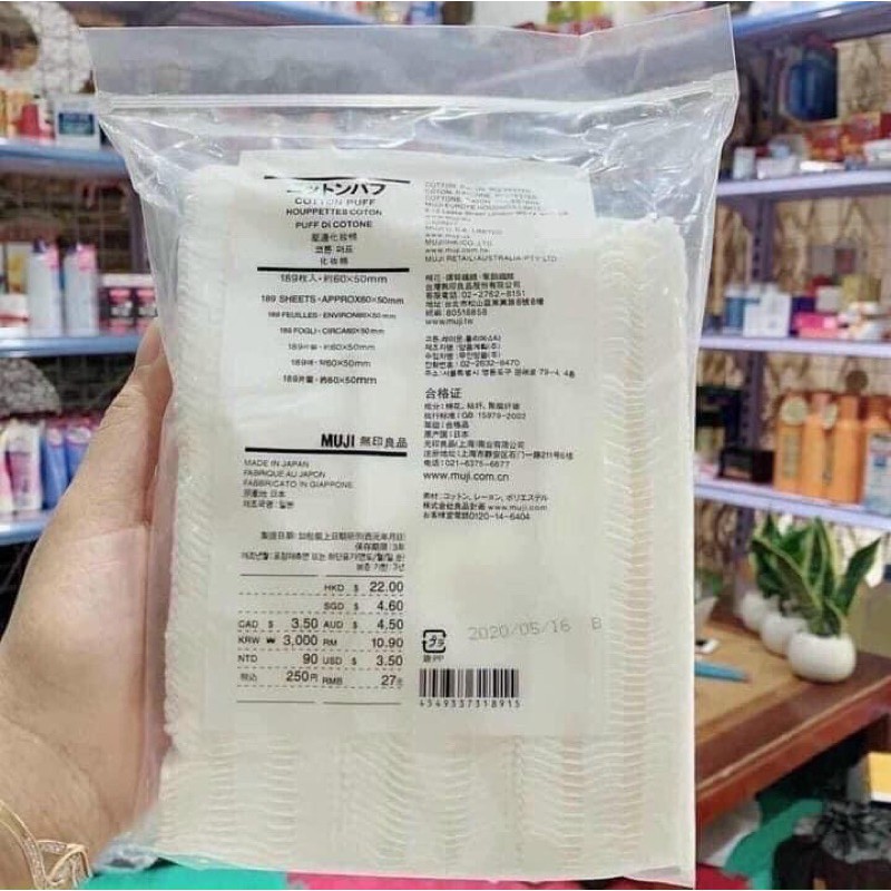 BÔMG TẨY TRANG MUJI NHẬT 189 miếng