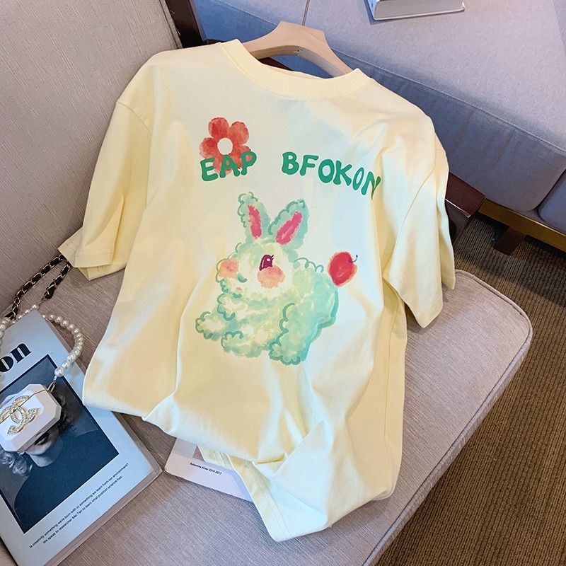 Áo Thun Ngắn Tay Size Lớn In Họa Tiết Thời Trang Mùa Hè Mới Cho Nữ