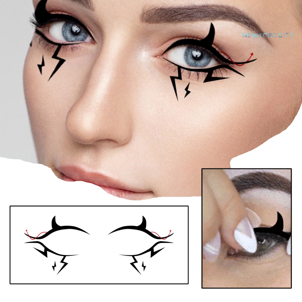 4 Miếng Dán Kẻ Mắt Màu Đen Hình Mạng Nhện Độc Đáo