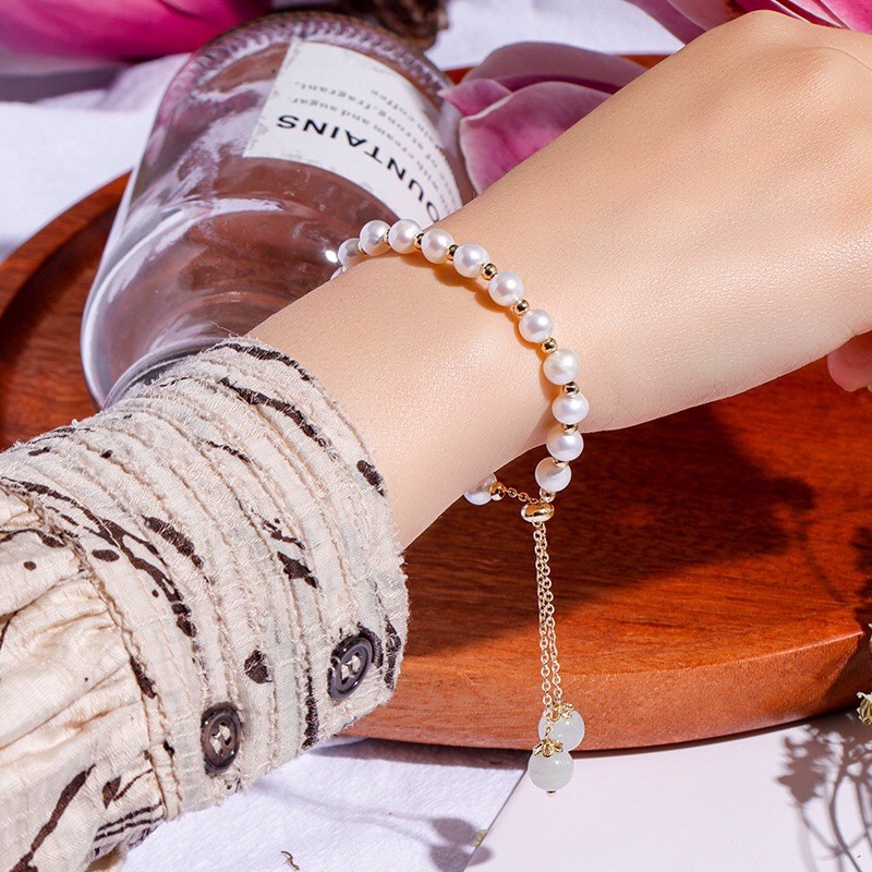 Vòng tay hạt 6-7ly độ sáng 4A mix bi titan