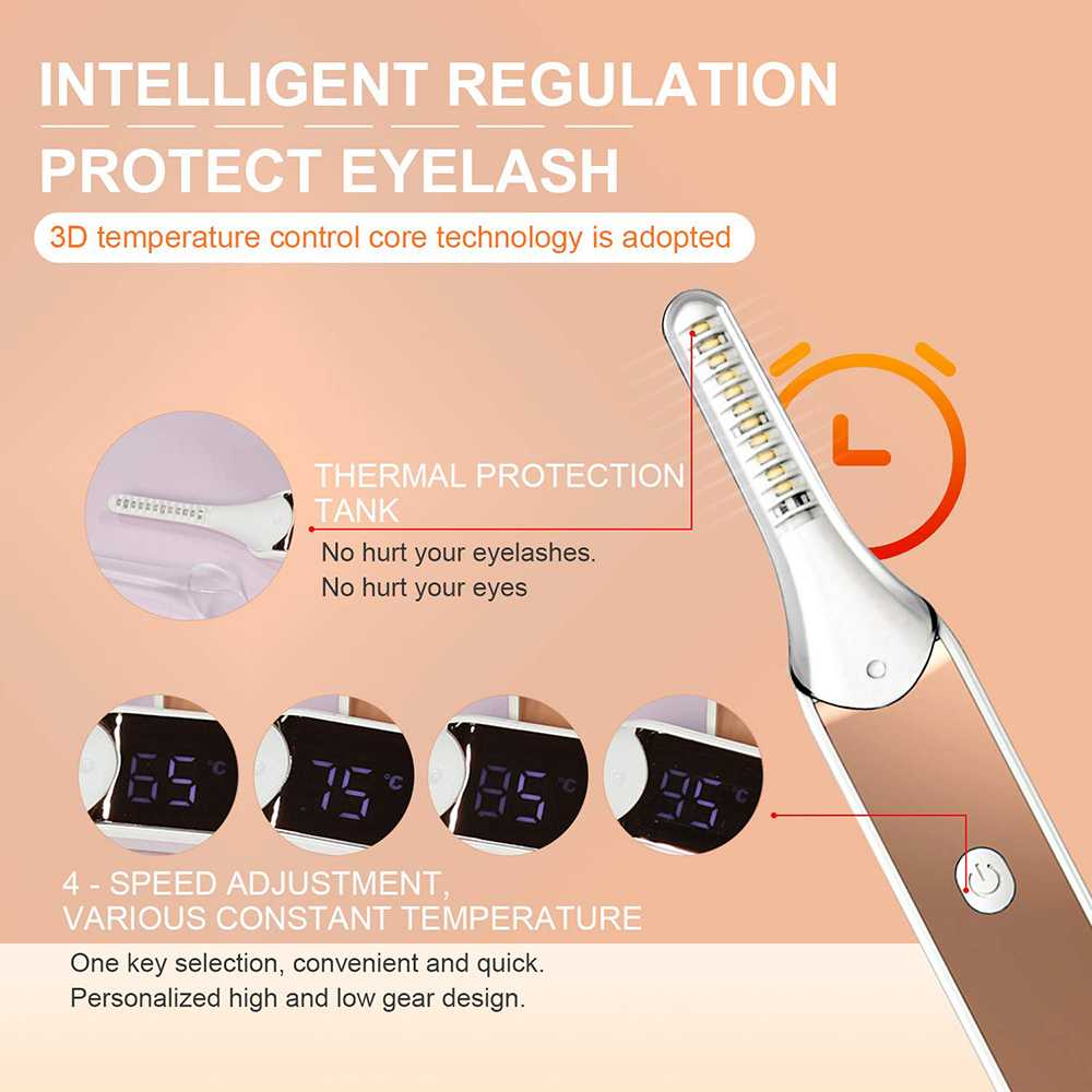 (Hàng Mới Về) Máy Uốn Cong Lông Mi Bằng Nhiệt Tự Nhiên Nhanh Chóng Lâu Trôi Có Màn Hình Led 4 Chế Độ
