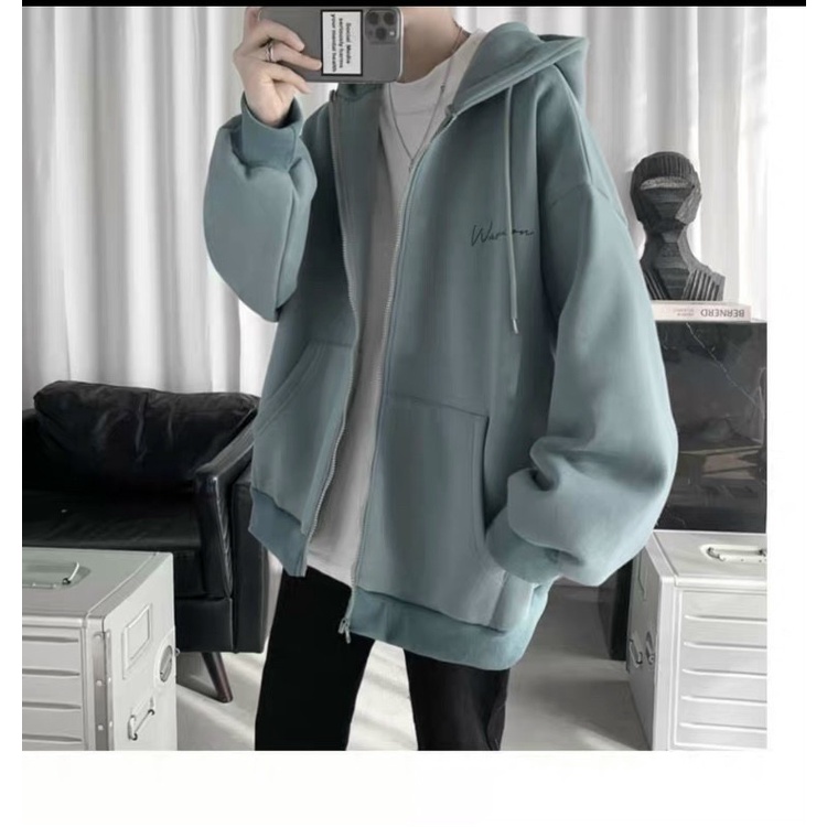 ÁO KHOÁC HOODIE ZIPPER KHOÁ KÉO THÊU CHỮ WASHION THỜI TRANG, NÓN 2 LỚP DÀY DẶN