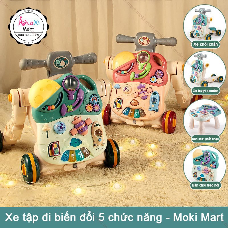 Xe tập đi đa năng WDH Baby Park 3in1 tích hợp xe Chòi Chân, xe Trượt Scooter có phát nhạc – Moki Mart