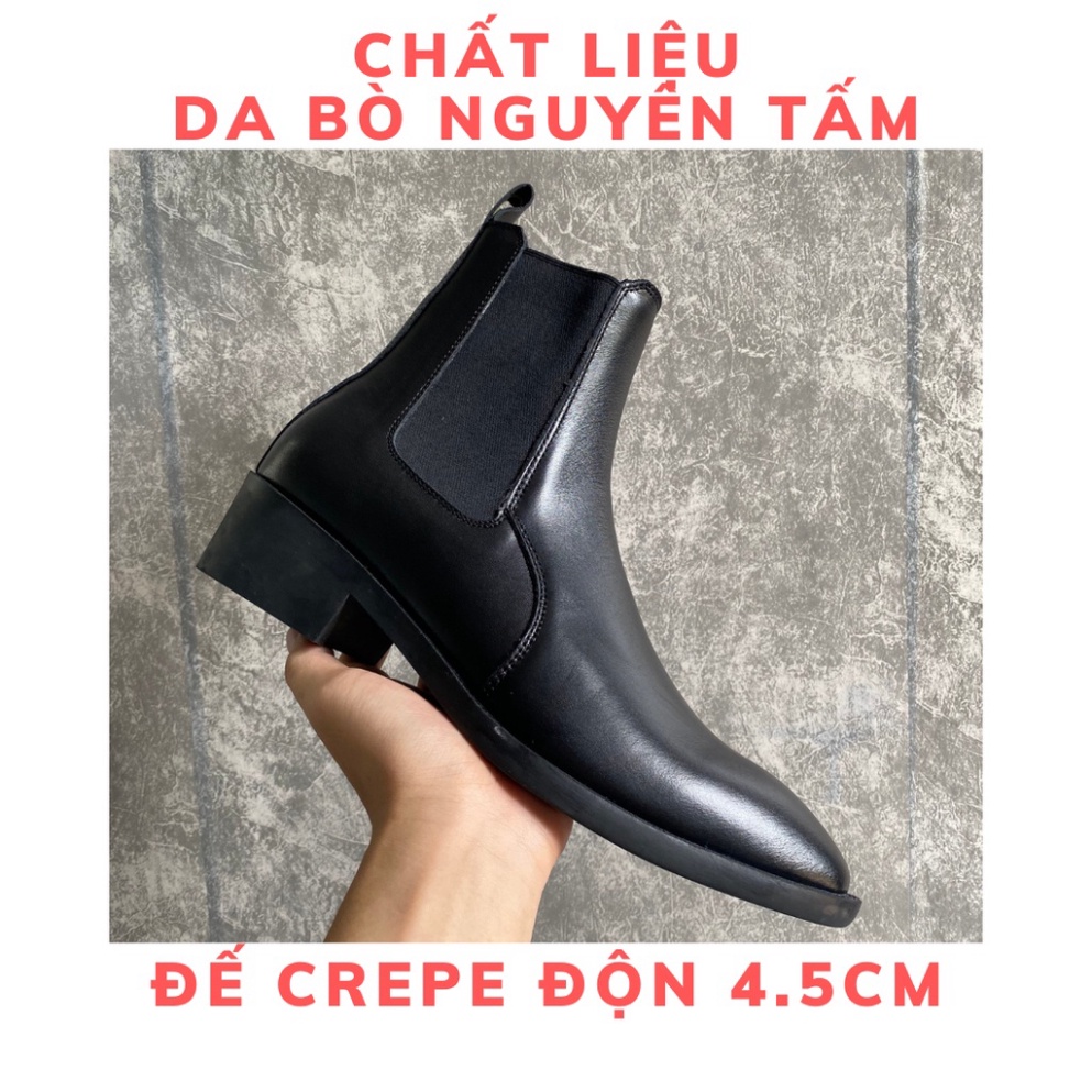 Giày thời trang nam cao cổ Heels Chelsea Boots da bò nguyên tấm tăng 4.5cm chiều cao | BigBuy360 - bigbuy360.vn