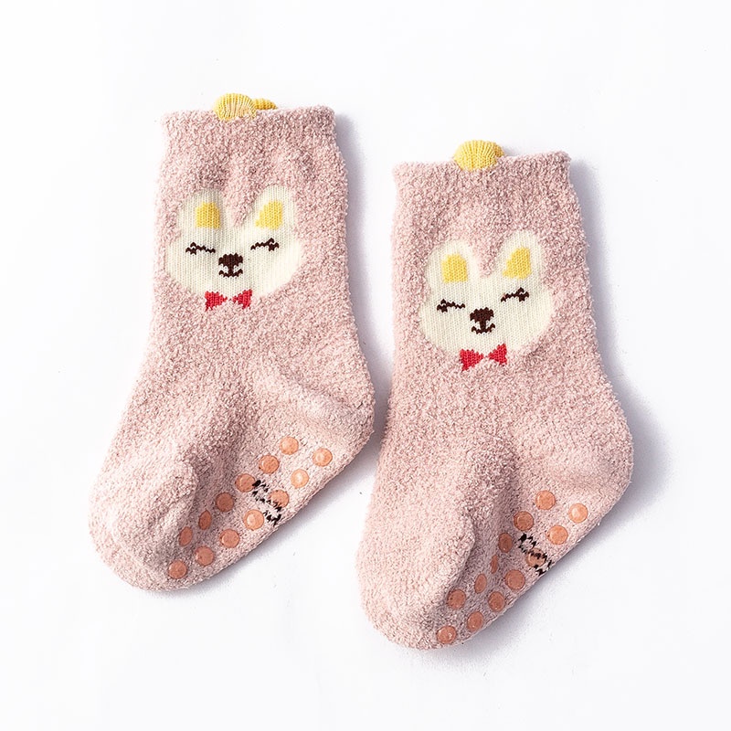 Vớ Lông Cừu San Hô Mềm Mại Ấm Áp Chống Trượt Hình Động Vật Hoạt Hình Dễ Thương Dành Cho