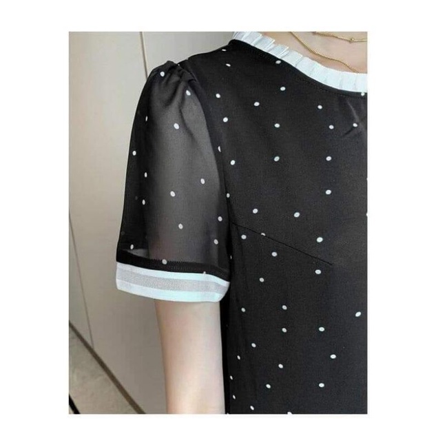 váy chấm bi dáng suông siêu xinh bầu bí bon chen