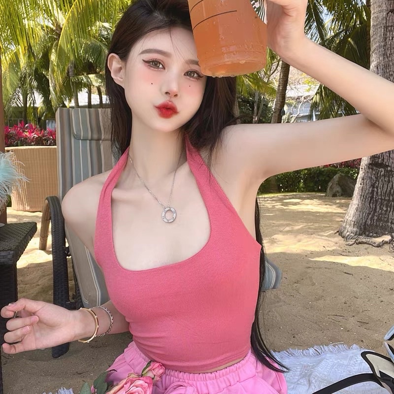 Áo Croptop Nữ Gân Tăm, Áo Choàng Cổ - Tharo Clothing