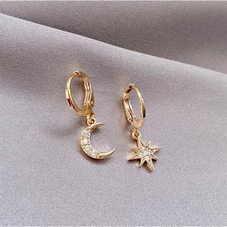 Bông tai Trăng Sao Serpent Light Dạng khoen bấm xinh xắn | Khuyên tai nữ trang sức thời trang - Vàng
