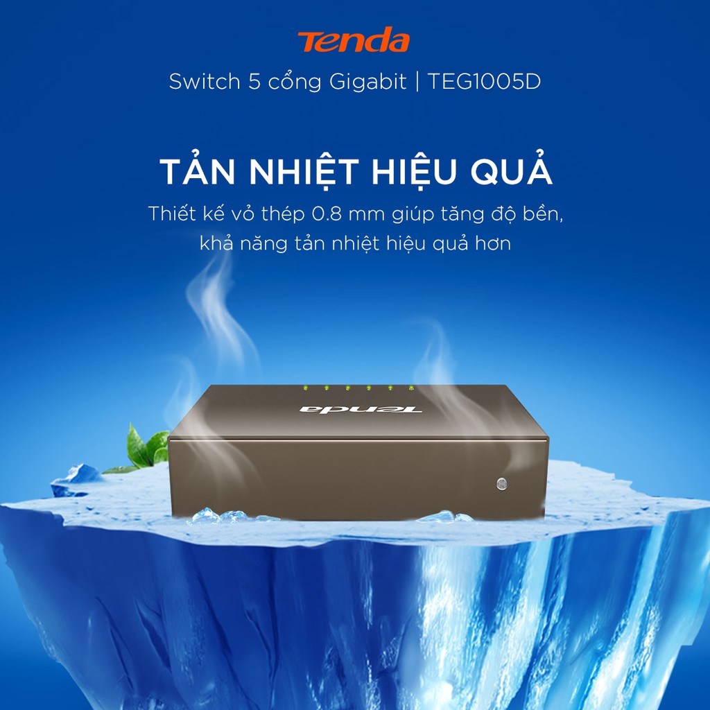 Tenda Bộ chia mạng Switch TEG1005D 5 cổng Ethernet 1000Mbps - Hãng phân phối chính thức