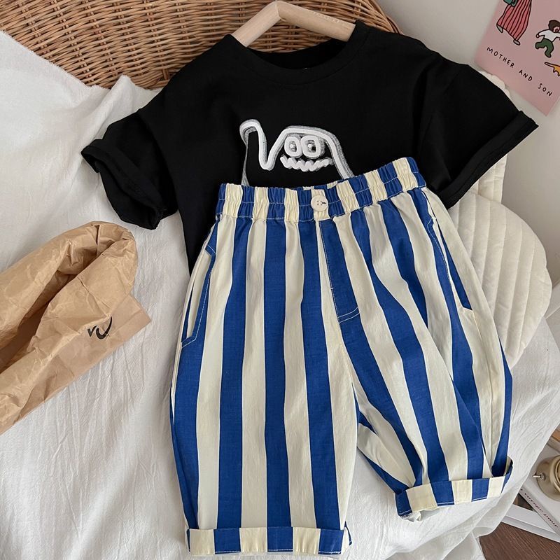 [Babycat Hàng Có Sẵn Quần Short Mỏng Kẻ Sọc Phong Cách Hàn Quốc Thời Trang Mùa Hè Hàng Mới 2022 Dành Cho Bé Trai
