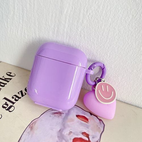 Vỏ Bảo Vệ Hộp Sạc Tai Nghe airpods 1 2 3 pro Bluetooth Bằng tpu Mềm Màu Hồng Tím Phối Dây Xích