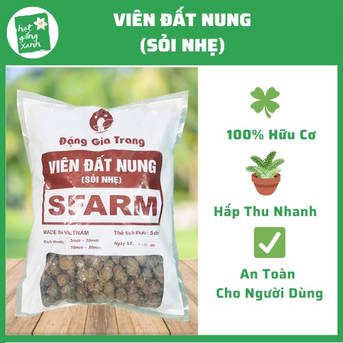 Giá thể Viên Đất Nung Sỏi Nhẹ SFARM Kích Thước 10 - 20 mm Chuyên Dùng Trồng Rau Thủy Canh, Lót Chậu Túi 5 dm3