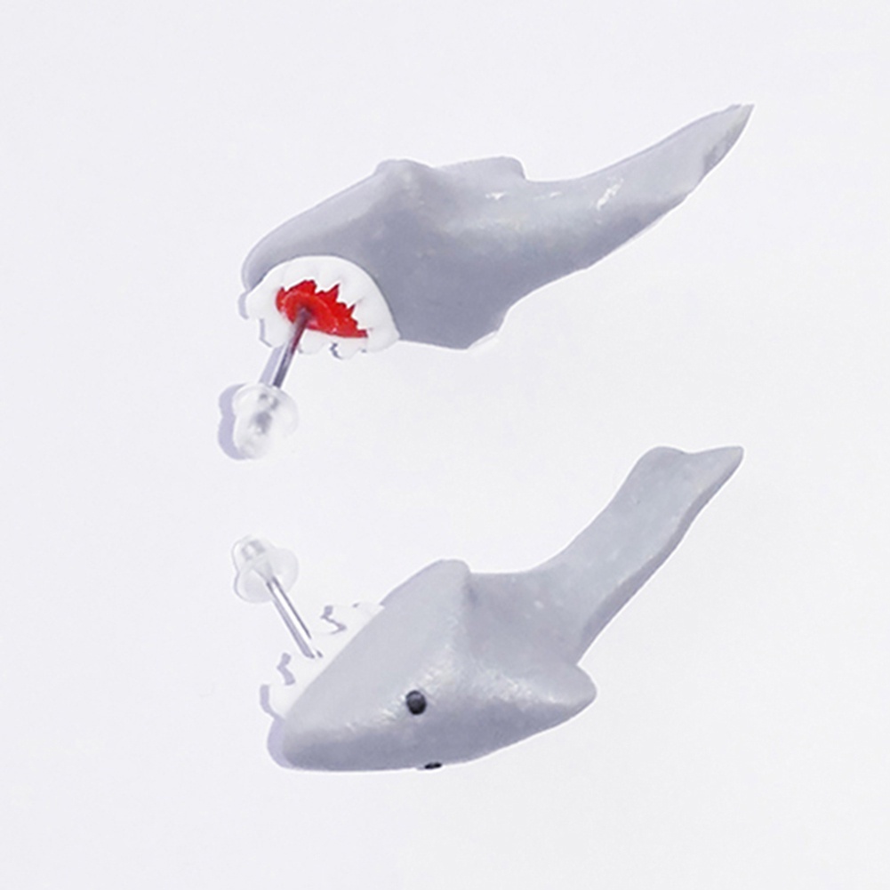 Khuyên tai tạo hình cá mập 3D dễ thương cho nữ