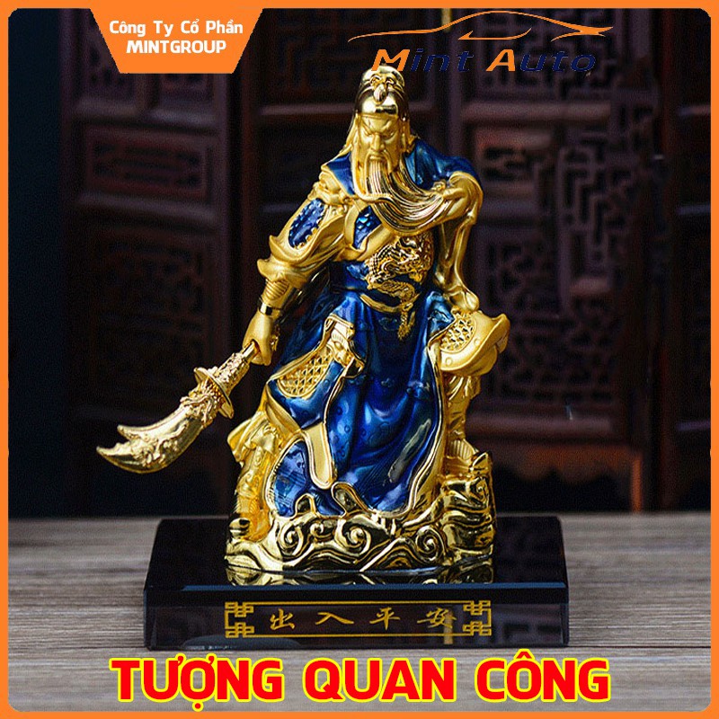 Nước hoa xe hơi tượng quan công phong thủy bằng hợp kim trang trí ô tô cao cấp ( màu xanh da trời - mệnh thủy )