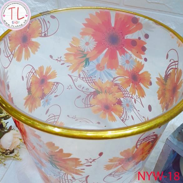 Thùng rác không nắp in hoa – Thùng rác bằng nhựa xinh xắn