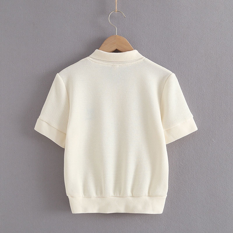 Áo polo Ngắn Tay Lưng Cao Thêu Họa Tiết Thời Trang Cho Nữ Sinh