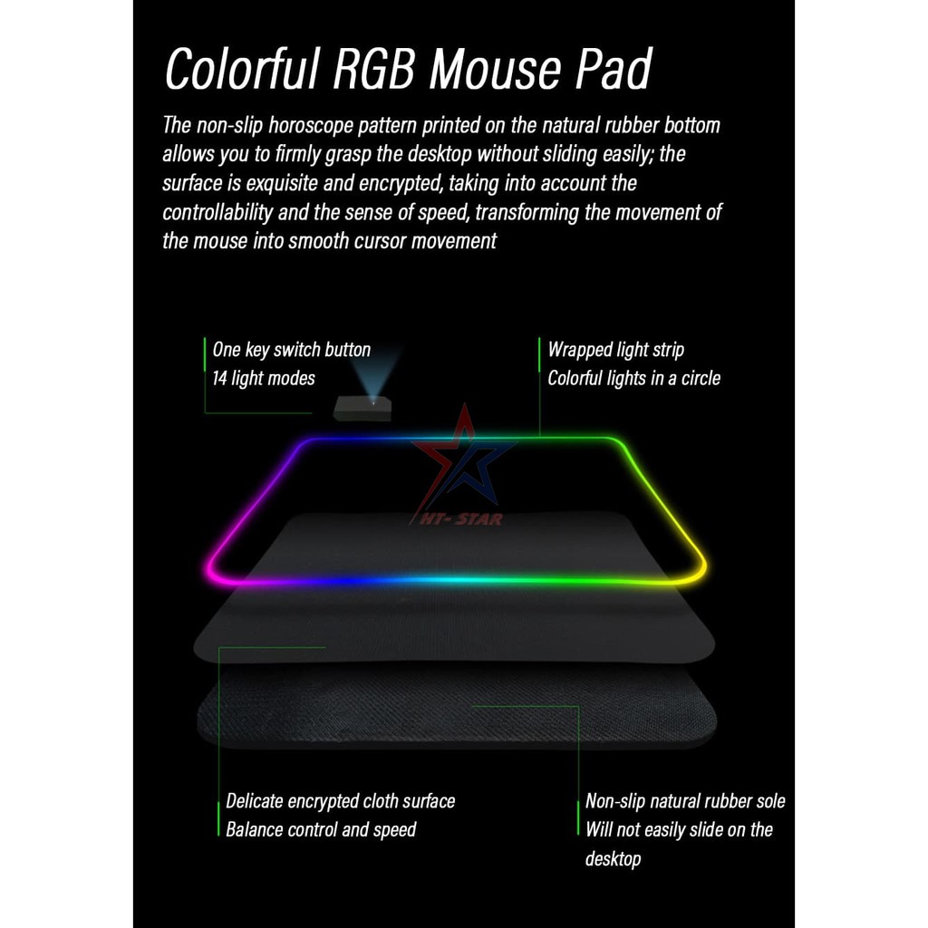 Lót chuột RGB, Pad chuột LED RGB 80x30x0.4cm Xả Kho Có ít Bụi