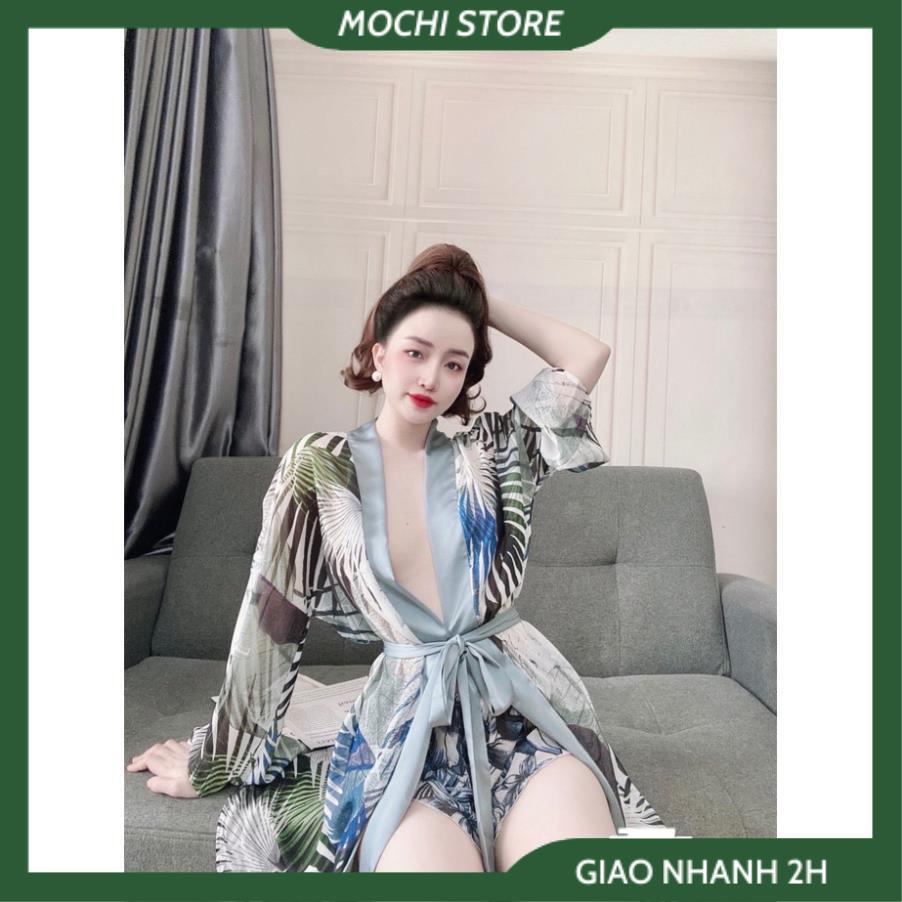 Áo Choàng Ngủ Kimono Voan Hoa , Áo Ngủ Xuyên Thấu Kèm Quần Chất Liệu Cao cấp Phong Cách Nhật Bản Mới Gợi Cảm Cho N | BigBuy360 - bigbuy360.vn