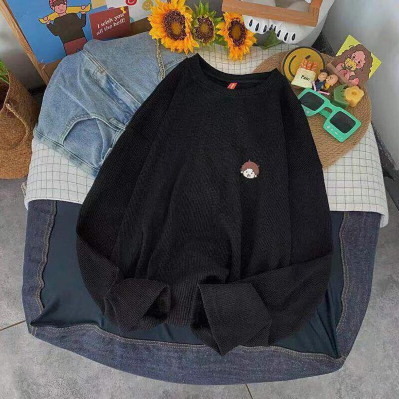 (Ảnh thật) Áo Sweater Nam Nữ Unisex Form Suông Rộng Chất Nổi Trơn, Áo Len Mỏng In Hình Kute Phong cách Ullzang Hàn Quốc | BigBuy360 - bigbuy360.vn