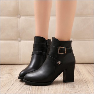 Giày Boot Nữ Cao Gót Đế Cao 7Cm Da Pu G032