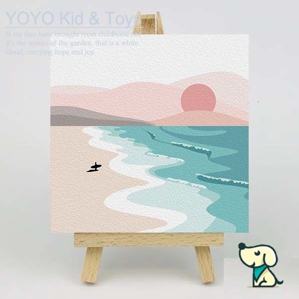 YoYo❤️Wall Art  tranh sơn dầu số hoá DIY Canvas Acrylic Paint / Painting kit / Deco Colouring art / 20X20CM noframe sunset XH123