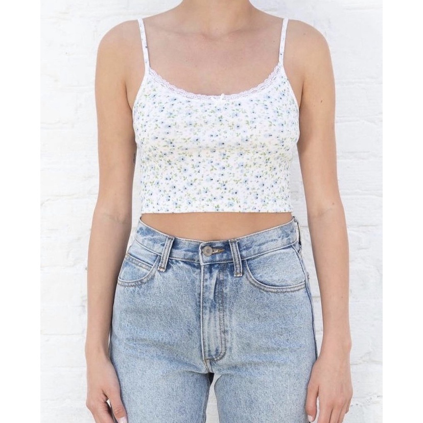 Áo hai dây Skylar Bow Tank viền ren hoạ tiết hoa nhí