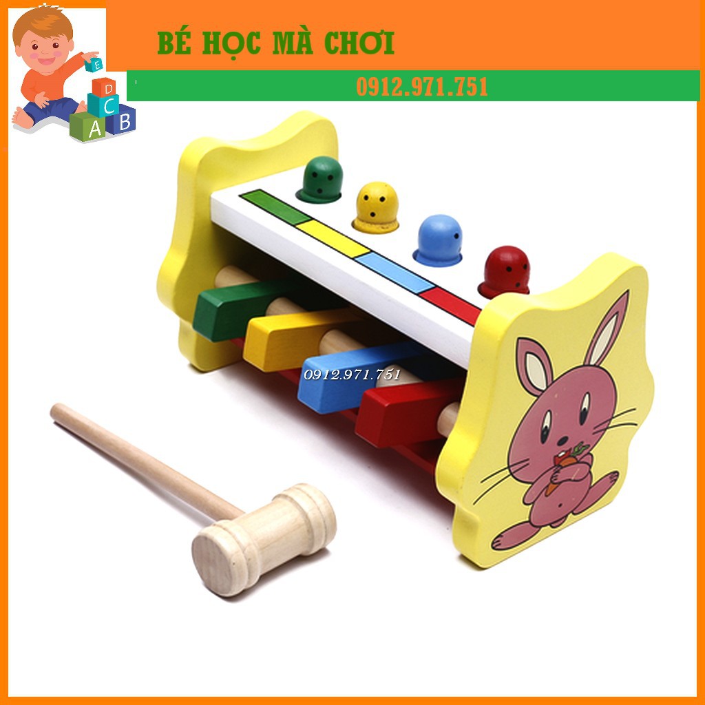 Bộ đồ chơi đập chuột hình thỏ bằng gỗ