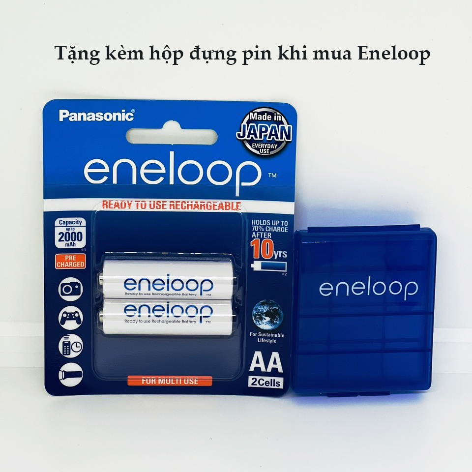 Pin sạc Eneloop AA Panasonic 2000mAh vỉ 2 viên chính hãng