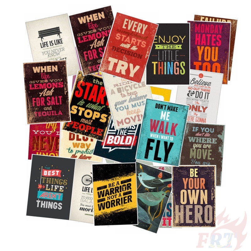 ❉ Retro Healing English Words Mini Poster Stickers ❉ 25Pcs/Set Fashion DIY Decals Doodle Stickers