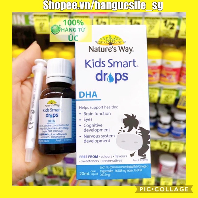 (Date 12/2022) DHA Nature’s Way Kids Smart Drops 20ml Úc Cho Bé từ 4 tuần tuổi