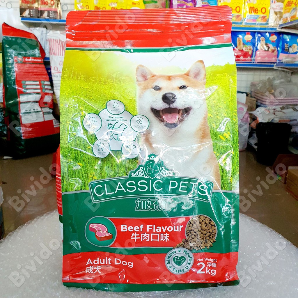 Thức ăn chó lớn Classic Pets adult vị bò có zip dễ bảo quản 2kg - Bivido