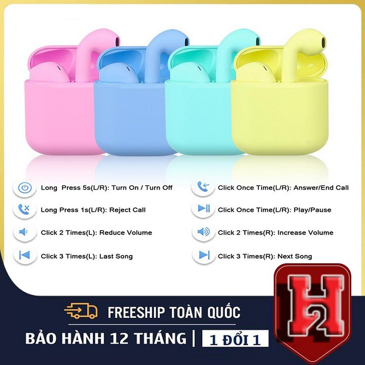 Công Nghệ 5.0 Kèm Đốc Sạc,Cảm Biến Tự Động Kết Nối📌Tai Nghe Bluetooth 12i  Inpods📌Full Màu Sắc Hàn Quốc Thời Trang