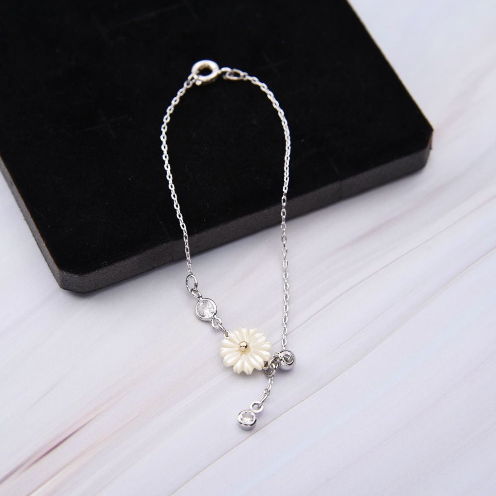 Lắc chân bạc 925 Cúc hoạ mi thanh lịch duyên dáng dễ thương trẻ trung nổi bật Dế Bạc - LC4341