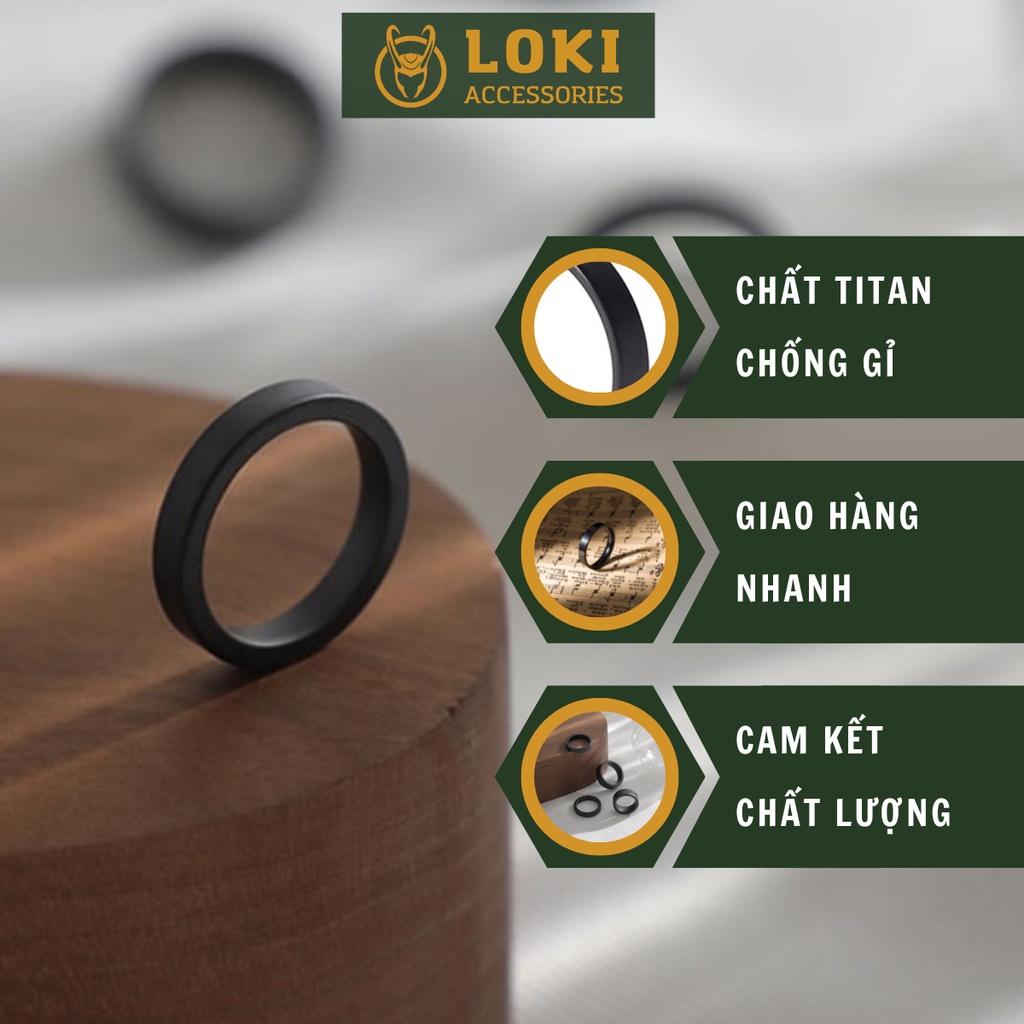 Nhẫn Trơn Trang Less Basic Unisex Nam Nữ Accessories Màu Đen Cá Tính Chất Liệu Inox Không Gỉ - Less Ring