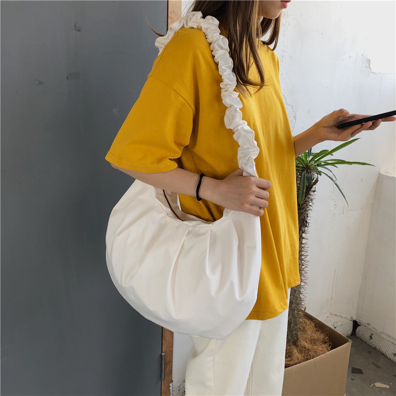 Túi Đeo Vai Bằng Nylon Canvas Cỡ Lớn Thiết Kế Xếp Ly Dành Cho Nữ IELGY