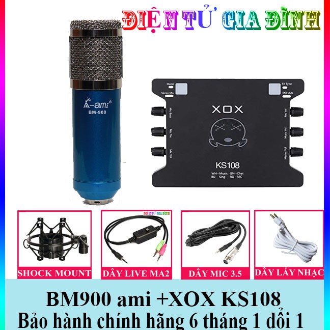 Combo Bộ Micro Thu Âm AMI BM900, KS108 ,  BH 6 Tháng Đổi Mới