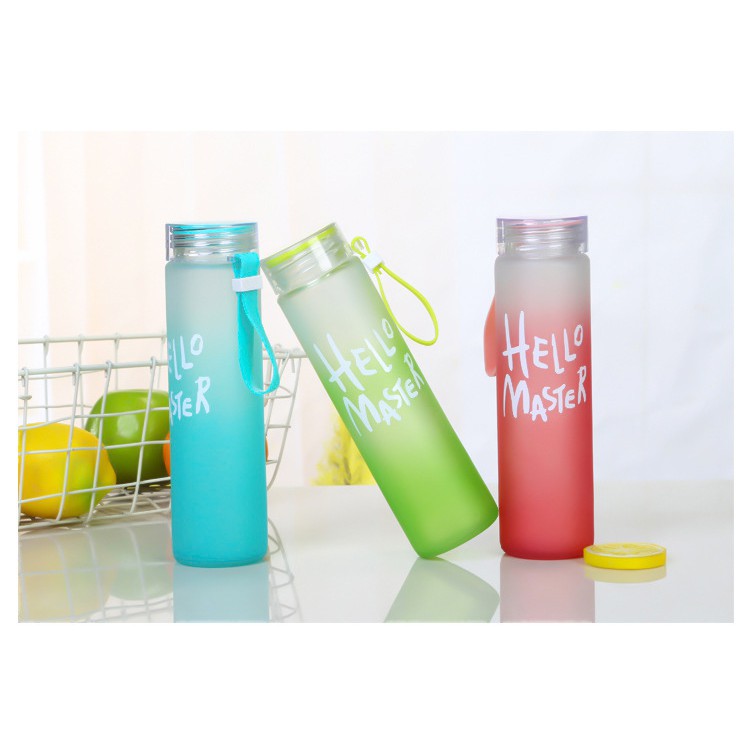 Chai đựng nước thủy tinh Hello Master 400ml&amp;480ml , bình thủy tinh đựng nước Hello Master